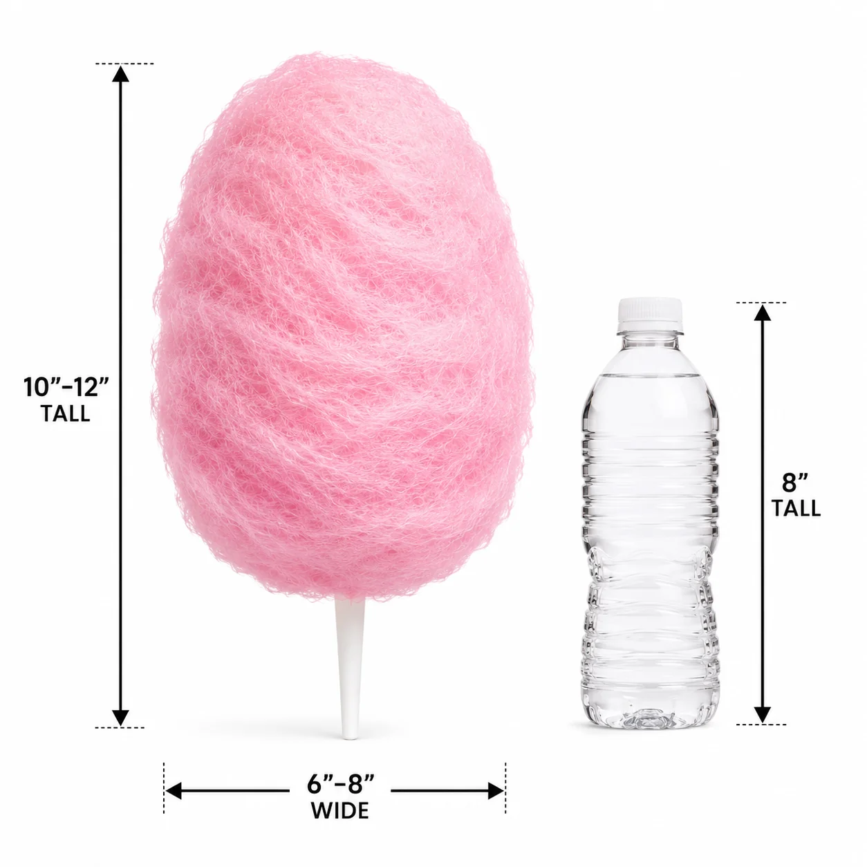Cotton candy serving shown for size comparison
