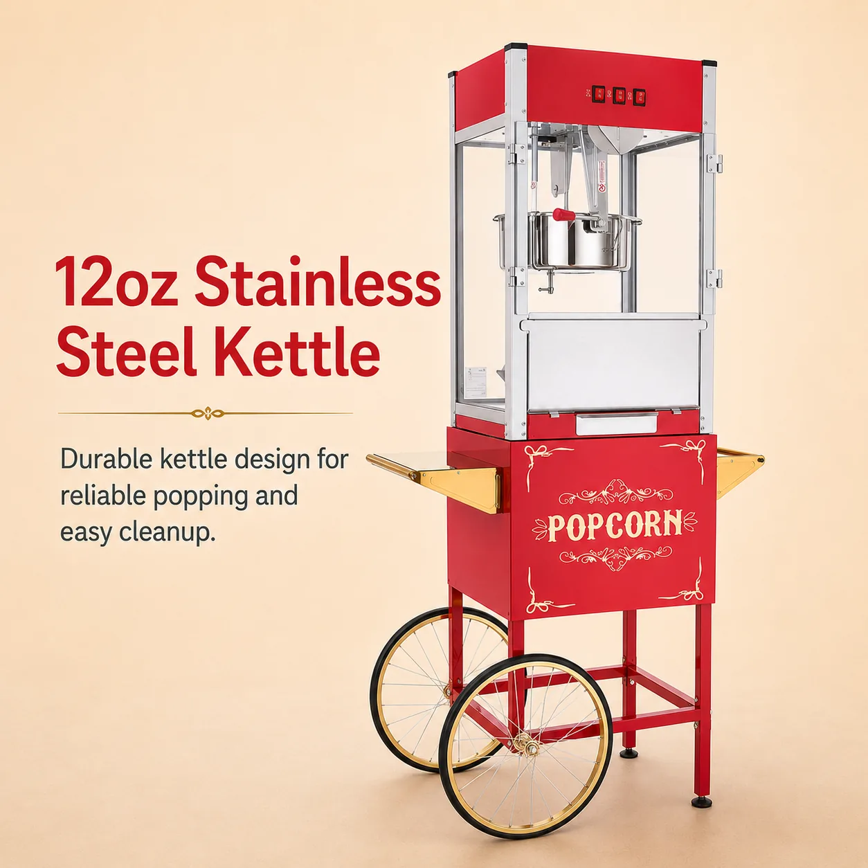 Stainless steel 12oz commercial popcorn kettle