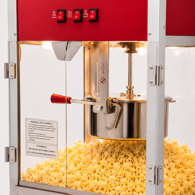 12oz commercial popcorn machine, side view