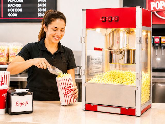 12oz commercial popcorn machine popping fresh popcorn